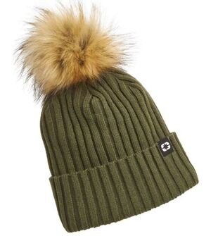 W REMOVEABLE POM BEANIE GREEN