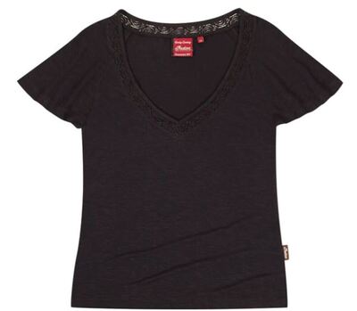 WMN RAGLAN LACE TEE BLK