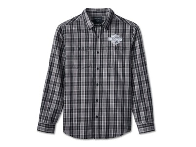 SHIRT-WOVEN,BLACK PLAID