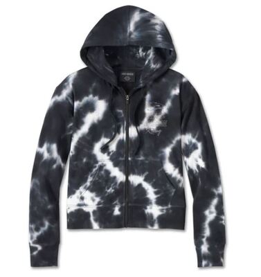 HOODIE-KNIT,BLACK TIE DYE