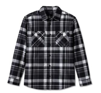 SHIRT-WOVEN,BLACK PLAID