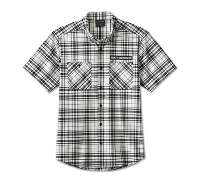 SHIRT-WOVEN,WHITE PLAID