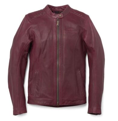 JACKET-MADARIN,LEATHER,BURGUND